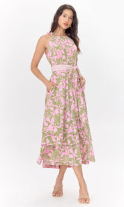 Nali Print Tie Shoulder Maxi Dress