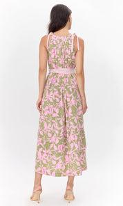 Nali Print Tie Shoulder Maxi Dress