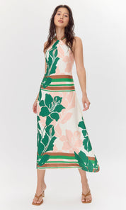 Lyra Border Halter Midi Dress