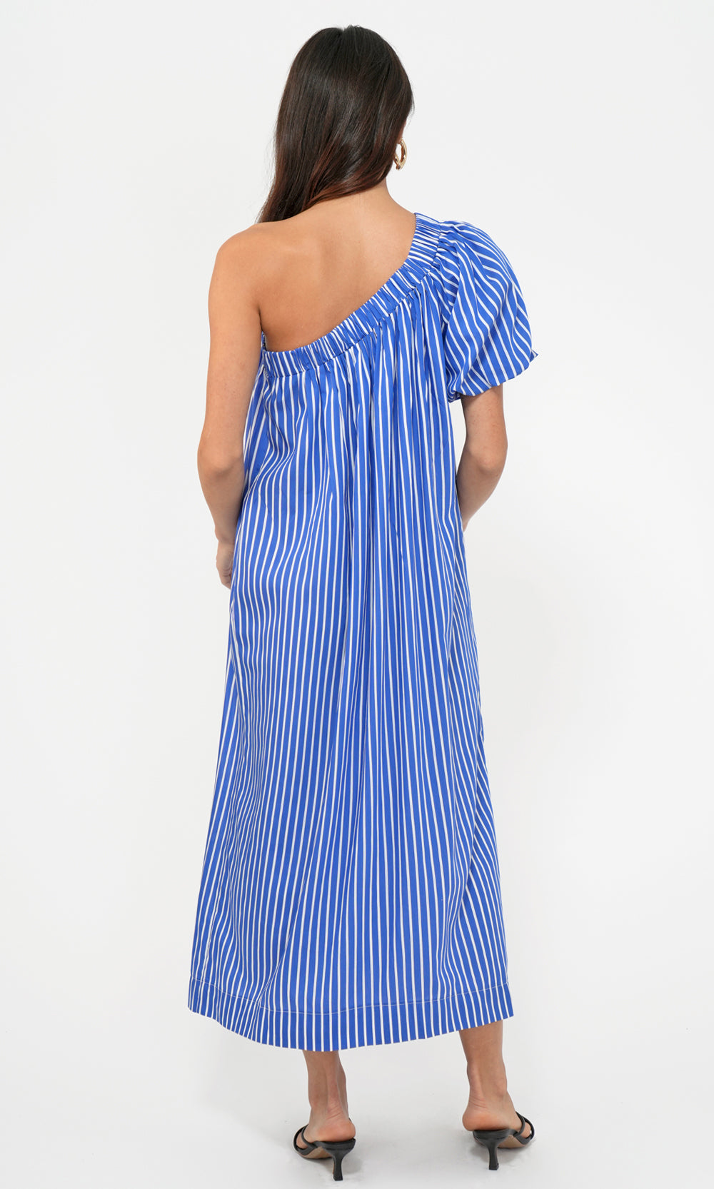 Paola Bold Stripe One Shoulder Midi Dress