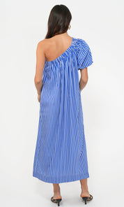 Paola Bold Stripe One Shoulder Midi Dress