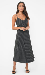 Amanda V-Neck Stripe Midi Dress
