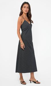 Amanda V-Neck Stripe Midi Dress