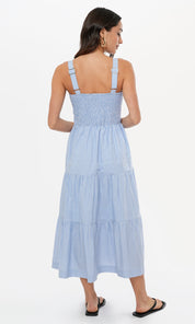 Lisa Stripe Tiered Smocked Midi Dress