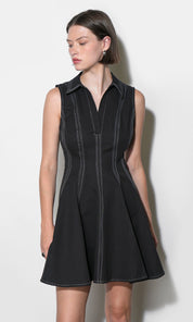 Sydney Topstitch Flare Mini Dress