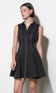 Sydney Topstitch Flare Mini Dress