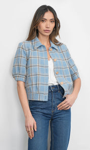 Joanne Short Sleeve Tweed Plaid Jacket