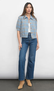 Joanne Short Sleeve Tweed Plaid Jacket