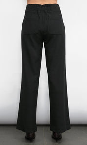 Silvie Wide Leg Knit Black Trousers
