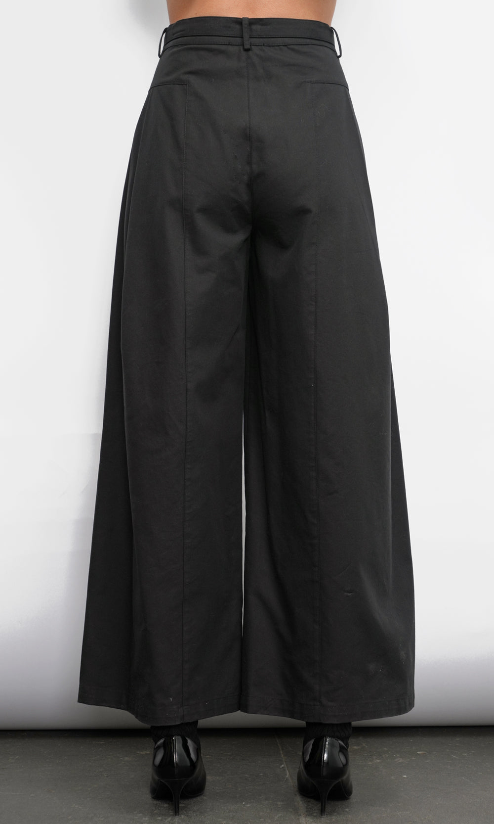 Hera Wide Leg Black Palazzo Twill Pants