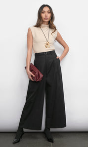 Paloma Funnel Neck Knit Sand Top