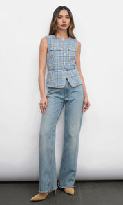 Sloane Belted Plaid Vest