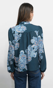 Cierra Button Up Tie Neck Blouse