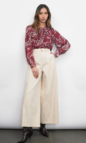 Hera Wide Leg Palazzo Twill Pants