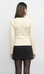 Maxwell Lace Up V-Neck Knit Top