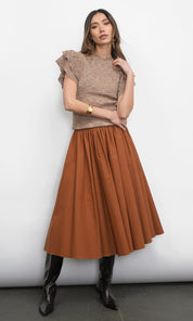 Rowe Crewneck Flutter Sleeve Knit Top
