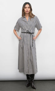 Vanisa Stripe Midi Shirt Dress
