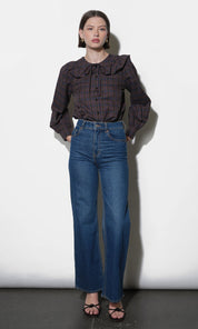 Krista Peter Pan Collar Plaid Blouse