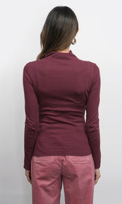 Astra High Neck Long Sleeve Sheer Knit Top