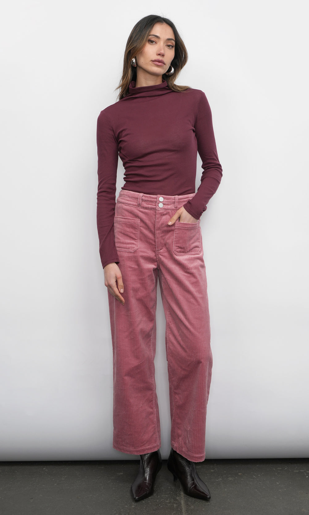 Astra High Neck Long Sleeve Sheer Knit Top