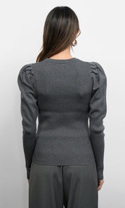 Renoa Puff Sleeve Ribbed Knit Top