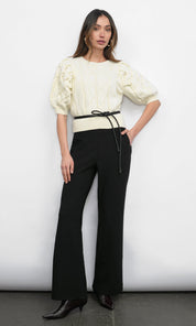 Silvie Wide Leg Knit Black Trousers