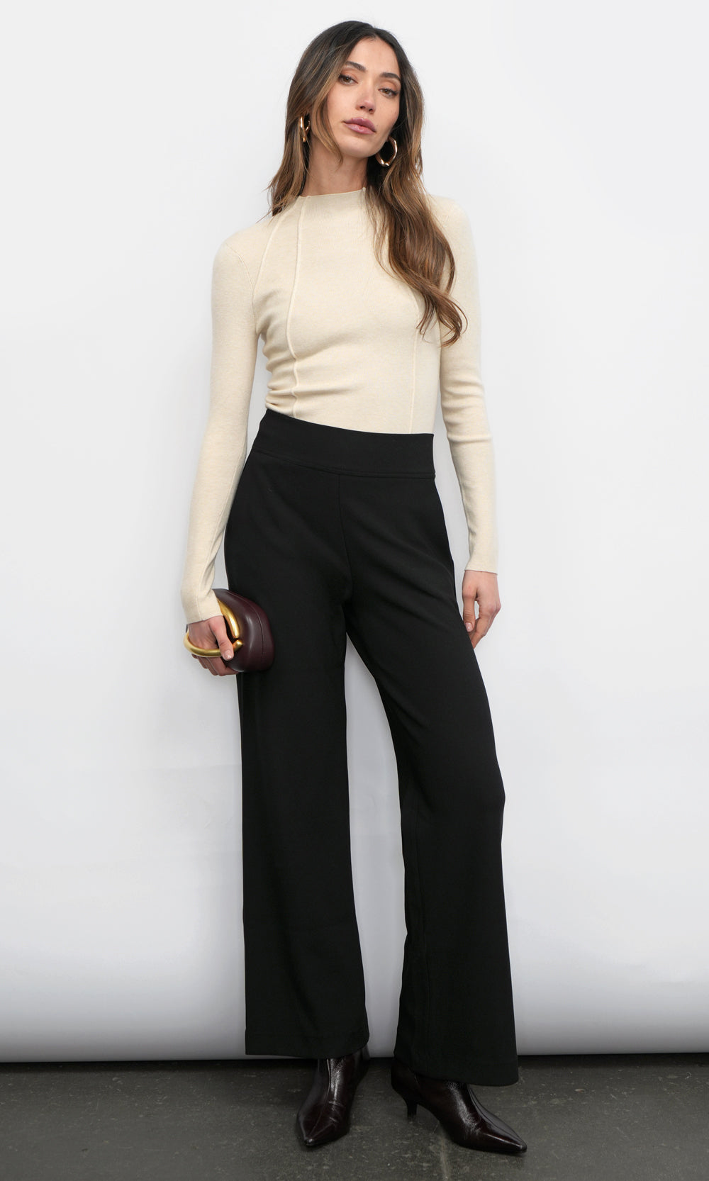 Bellamy Exposed Stitch Mock Neck Top