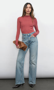 Bellamy Exposed Stitch Mock Neck Top