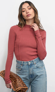 Bellamy Exposed Stitch Mock Neck Top