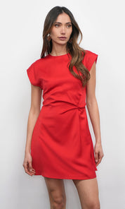 Watson Dolman Sleeve Satin Side Twist Mini Dress