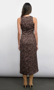 Marli Ruched Tie Front Midi Dress