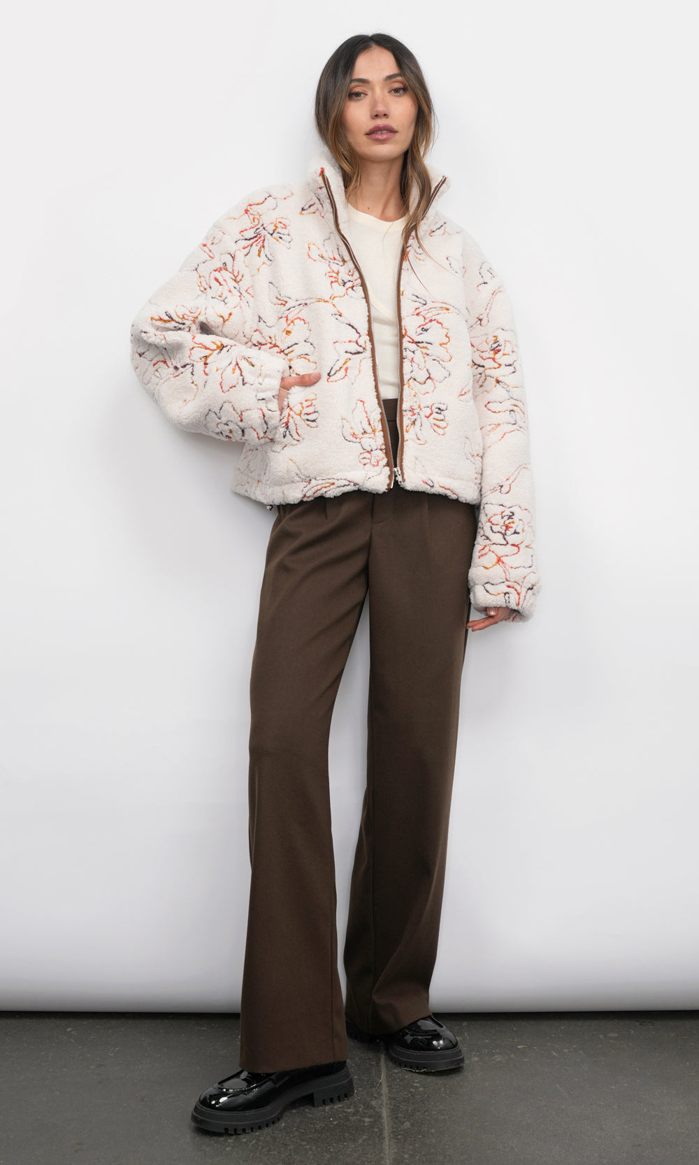 Jimi Embroidered Sherpa Bomber Jacket