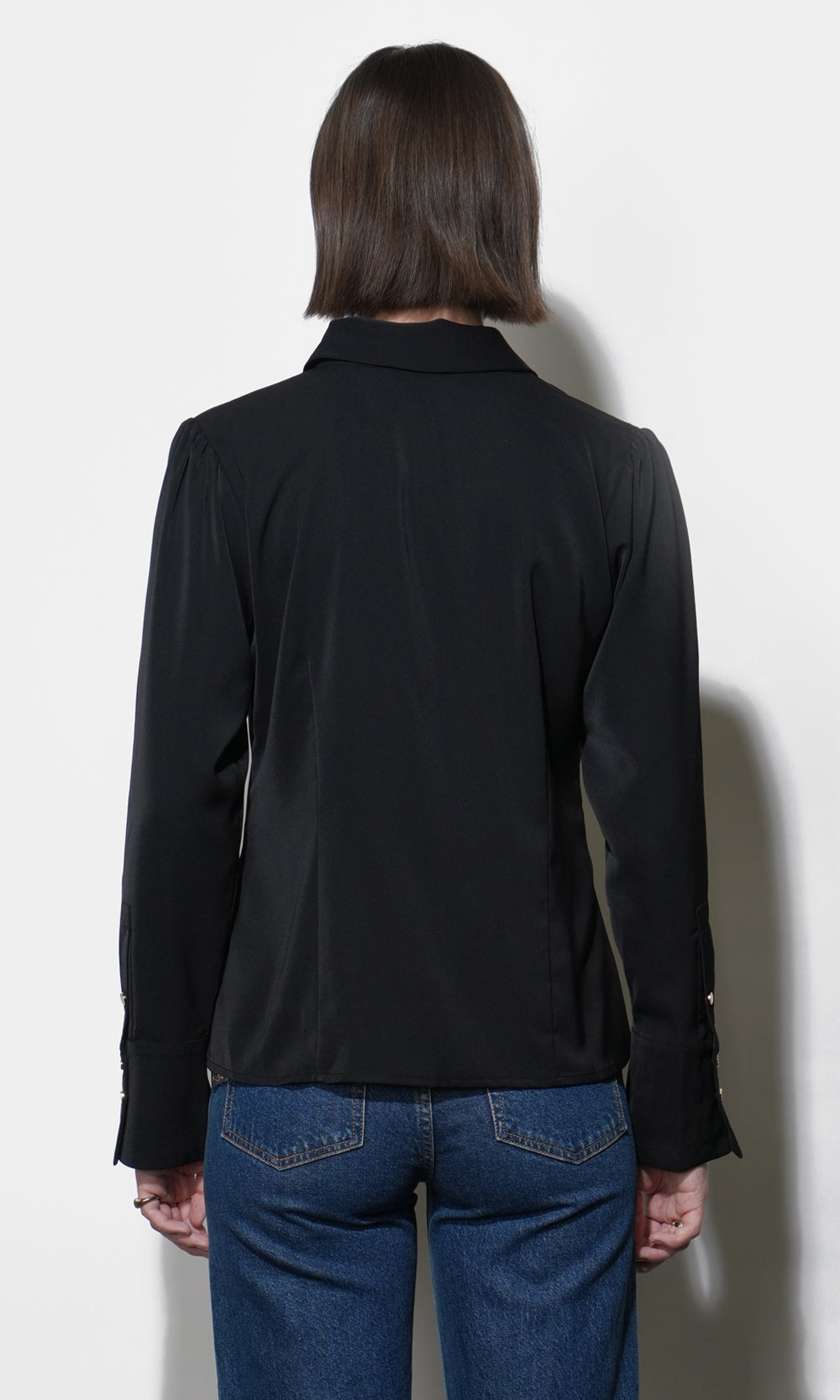 Naomi Bell Cuff Slim Blouse W/ Gold Buttons