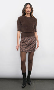 Odette Fuzzy Elbow Sleeve Knit Top
