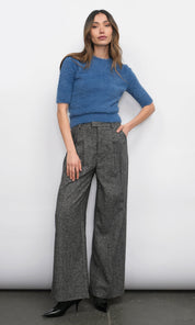 Odette Fuzzy Elbow Sleeve Knit Top