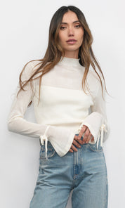 Valerie Sheer Yoke Knit w/ Florets Cuffs