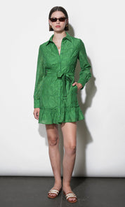 Tabitha Embroidered Cinched Waist Mini Dress