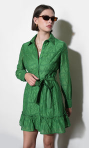 Tabitha Embroidered Cinched Waist Mini Dress