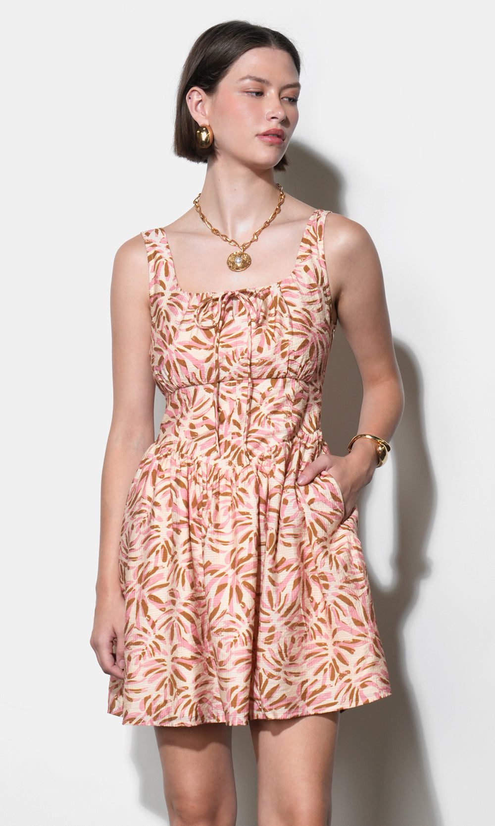 Sophia Square Tie Neck Mini Dress