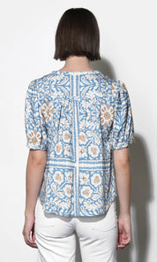 Charlotte Split Neck Elbow Sleeve Top