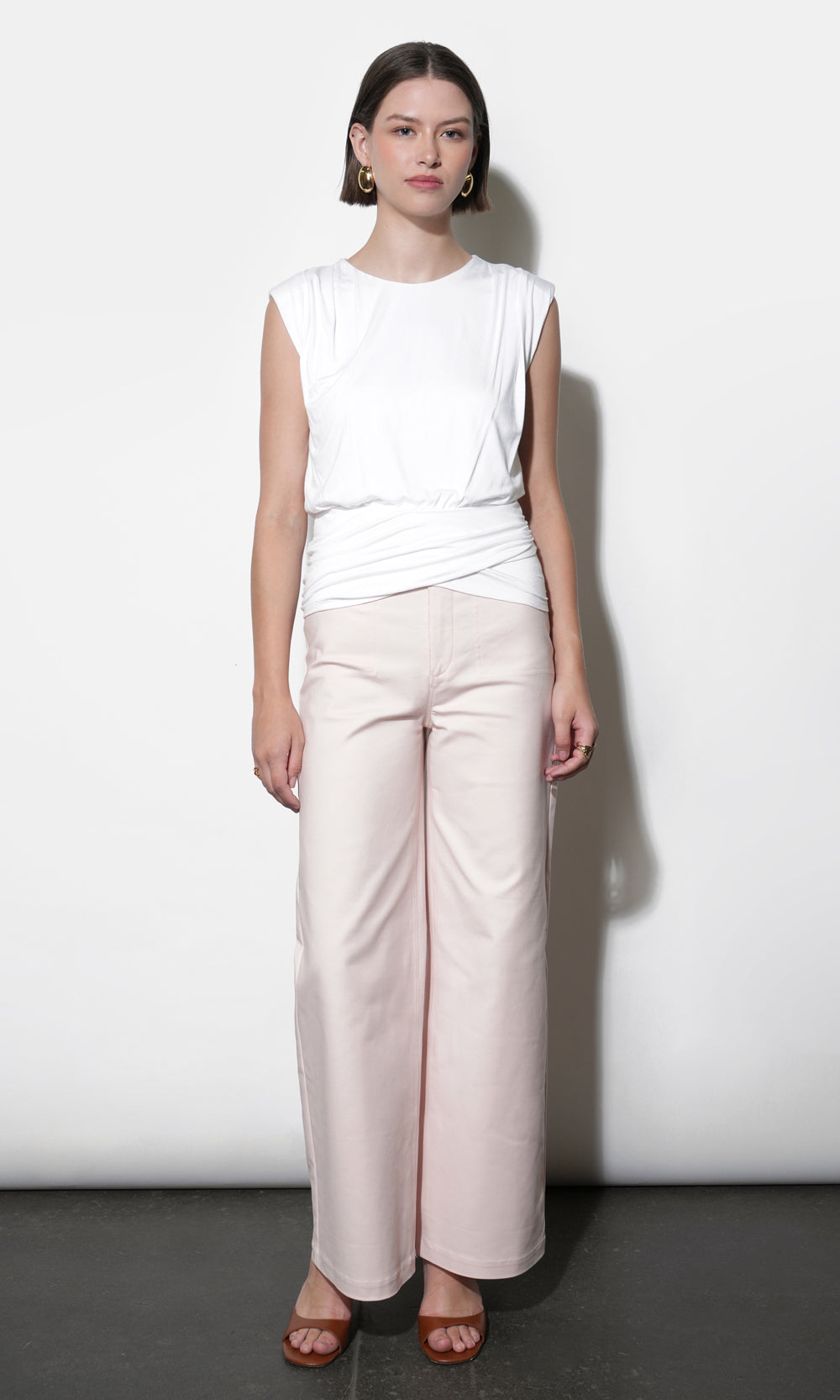 Alba Padded Shoulder Drape Jersey Top