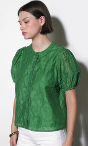 Sadie Puff Sleeve Eyelet Embroidered Blouse
