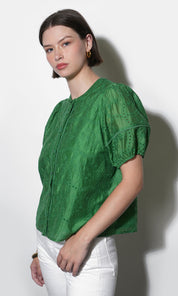 Sadie Puff Sleeve Eyelet Embroidered Blouse