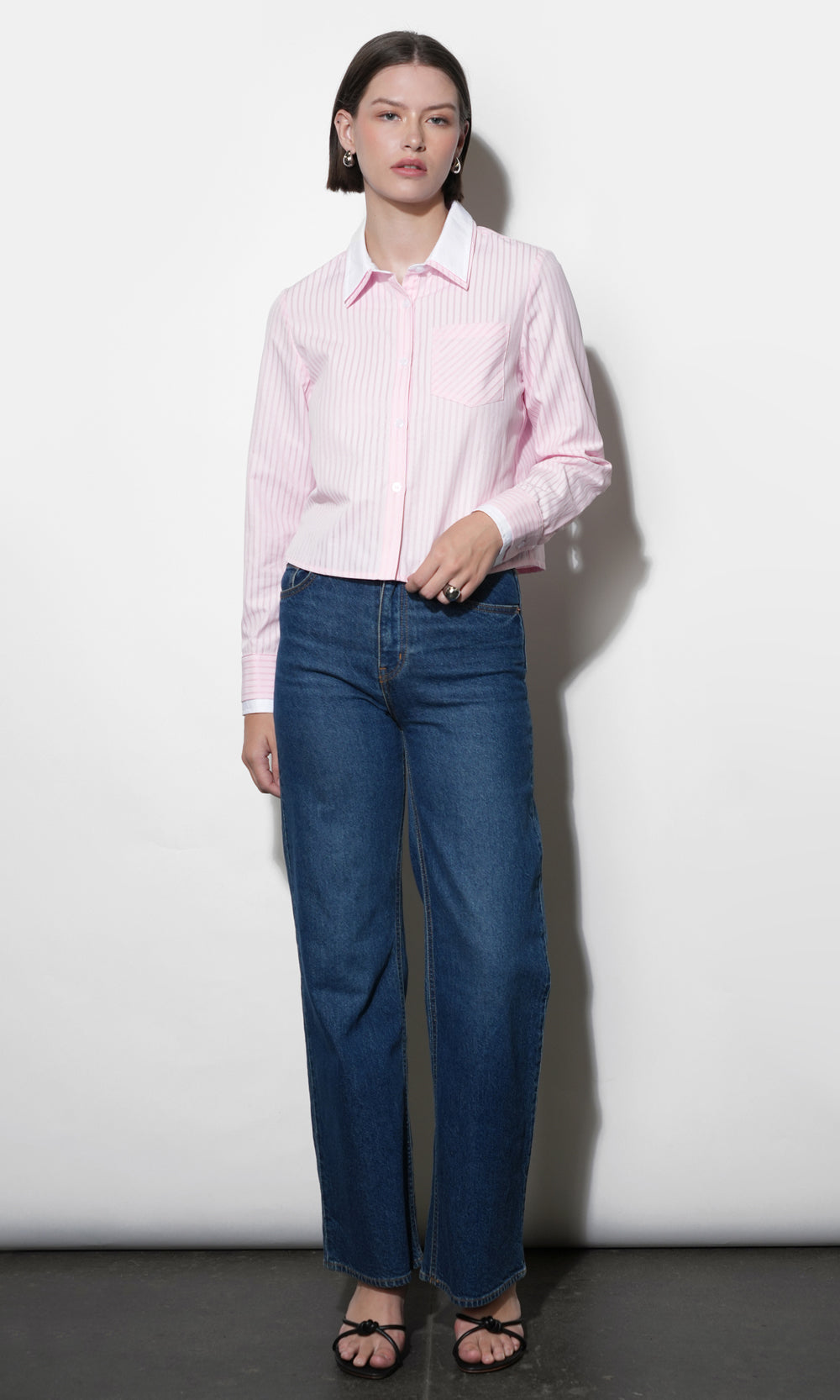 Daphne Contrast Collar Button Down Shirt