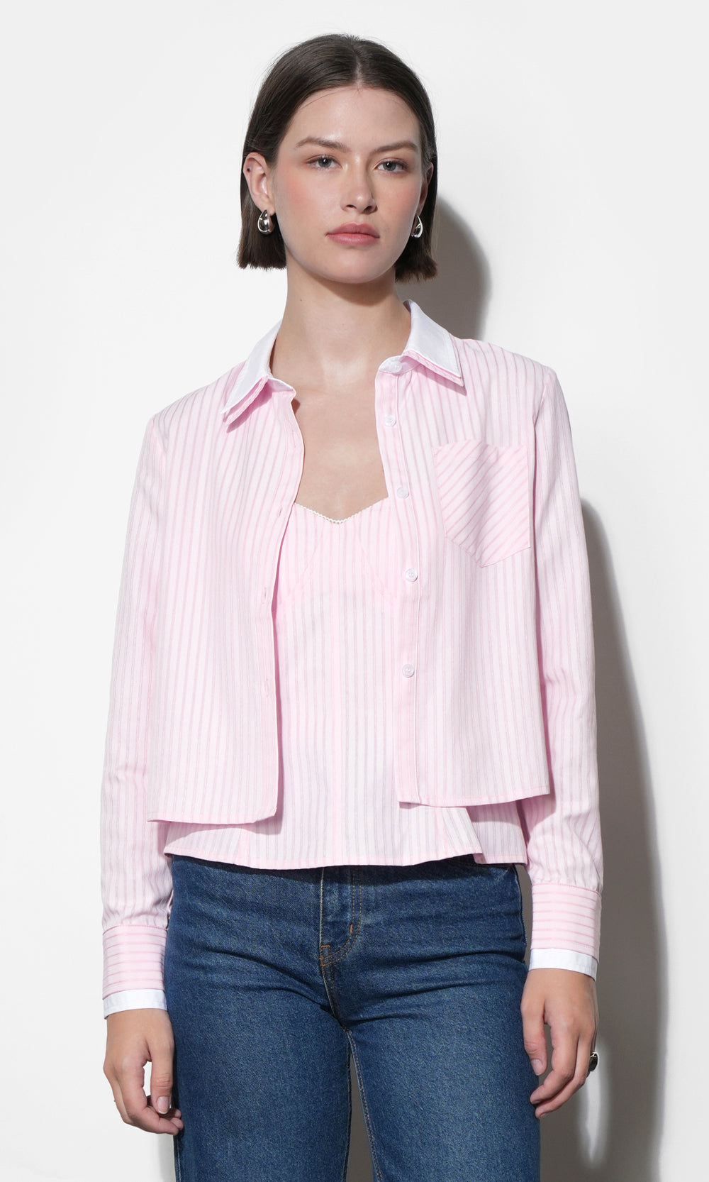 Daphne Contrast Collar Button Down Shirt