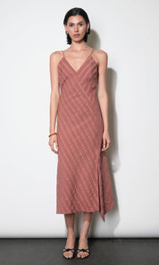 Leah Asymmetric Surplice Neck Stripe Dress