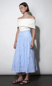 Aurora Midi Stripe Embroidered Skirt