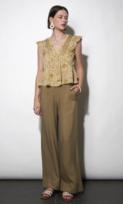 Aurora Pintuck Flutter Sleeve Top