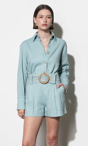 Lily Belted Linen Blend Shorts