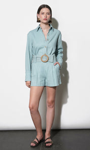 Lily Belted Linen Blend Shorts